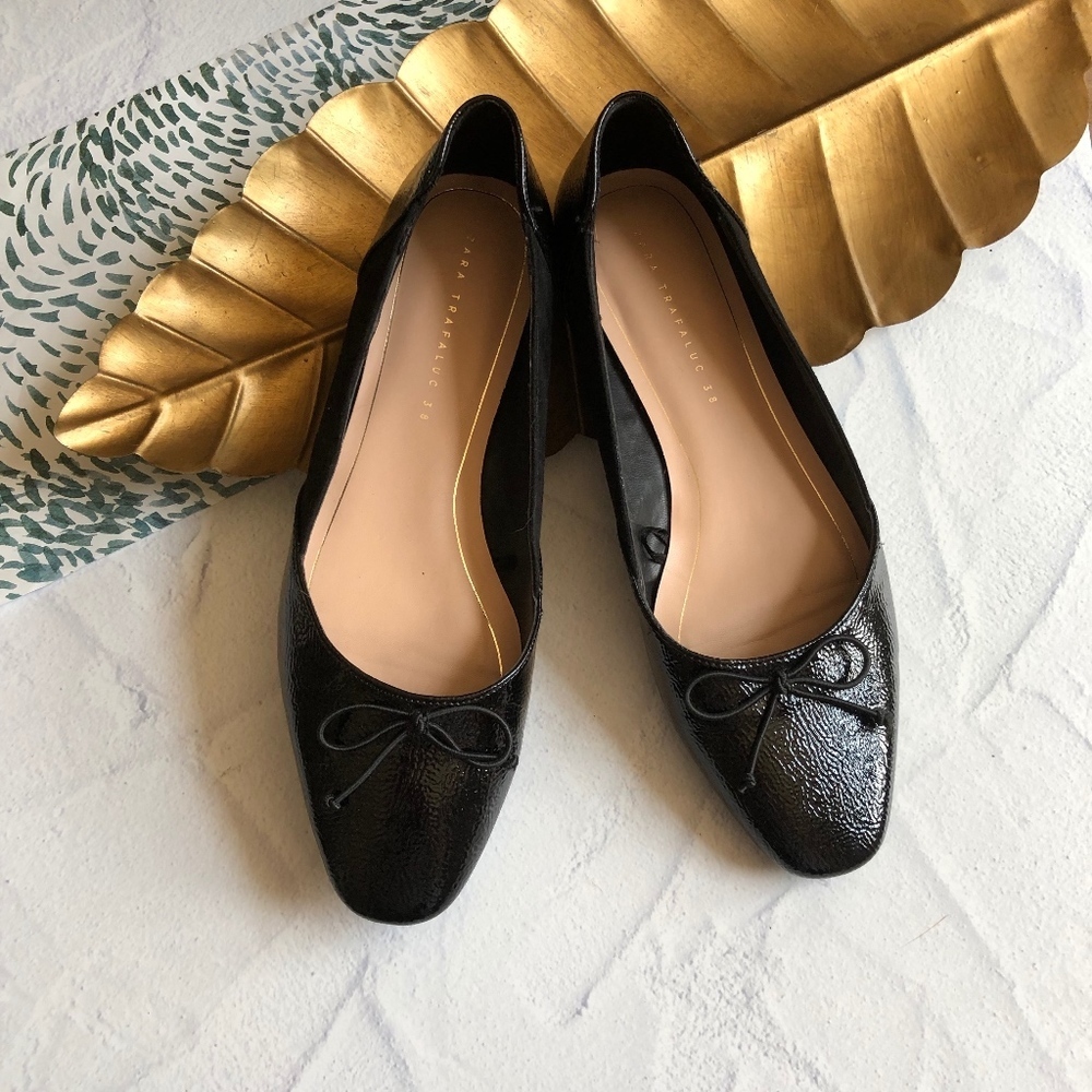 Zara Trafuluc Black Embossed Flats 38